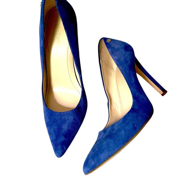 Calvin Klein Brady Bright Blue Suede Stiletto Heels - Picture 1 of 8